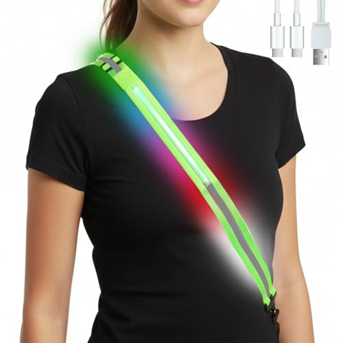 Dongcill Lauflicht Joggen mit Reflektoren,Gürtel USB Aufladbar Verstellbar Nacht Sicherheitslicht