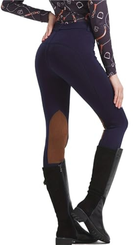 YGMNQAL Pantalones de equitación for mujer con parche en la rodilla, mallas deportivas entrenamiento for montar a caballo(Blue,5XL-80-84kg)