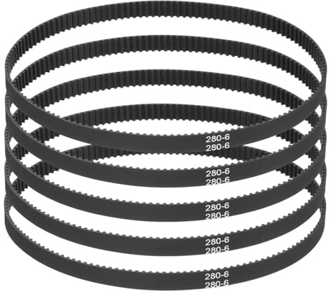 QUARKZMAN 5Stück 280mm GT-2 Zahnriemen 6mm Breite GT-2 Zahnriemen Schwarz | Geschlossener Ring, Gummi, 2mm Teilung, 3D Druck