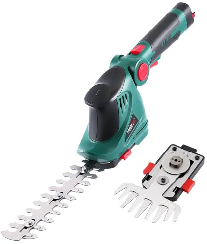 POSENPRO 7,2V Kabellose 2-in-1 Grasschere & Heckenschere, elektrischer Grasschneider mit drehbarem rutschfestem Griff, inkl. Type-C Kabel