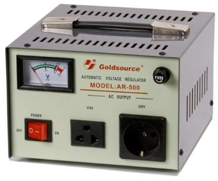 Stabilizzatore di voltaggio automatico da 500 Watt e convertitore di tensione, 220-240 Volt a 110 Volt AC