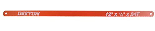Dekton 12pc Hacksaw Blades-12 Hacksaw Blades Ideal For Cutting Steel, Wood And Plastic| Fine Cut Blades| Fits Standard 12 Hacksaws| Hardened And Tempered High Carbon Steel| 24 Teeth Per Inch