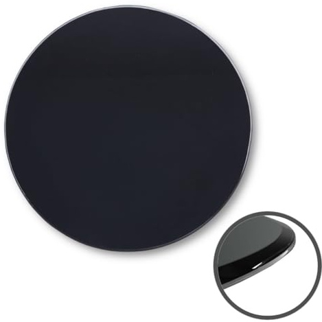 Euro Tische Glasplatte für Kaminofen und Tischplatte in Ø80 cm Facettenschliff, Schutzplatte mit 6mm ESG Sicherheitsglas, Funkenschutzplatte, Glasboden für Kamin (schwarz)