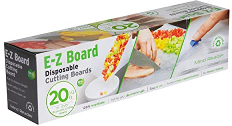Mind Reader E-Z Board Disposable Plastic Cutting Board, 20 Square Feet, Easy Clean-Up and Convenient Use, Ideal for Camping, Hunting, Boating, and For People With Food Allergies, Clear