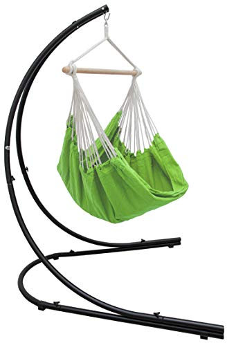 AMANKA XXL Hängesessel mit Gestell - Hängestuhl 185x130cm mit 210cm Metall Ständer für Garten - Großer Outdoor & Indoor Hängesitz für Erwachsene - Metallgestell Wetterfest für Balkon und Terrasse