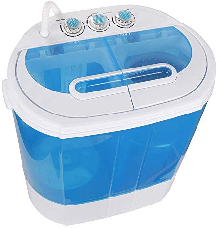HomGarden Portable Washing Machine, Mini Compact Twin Tub 9.9 lbs Laundry Washer Spain Spinner Washing Machine, Gravity Drain Pump and Drain Hose