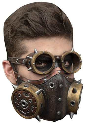 Ghoulish Productions - Maske mit Maulkorb und Steampunk-Brille, Linie Gas Mask & Steampunk, strapazierfähige Latexmaske, handbemalt, Halloween, Karnevalsumzug, Kostümparty, Erwachsenengröße.