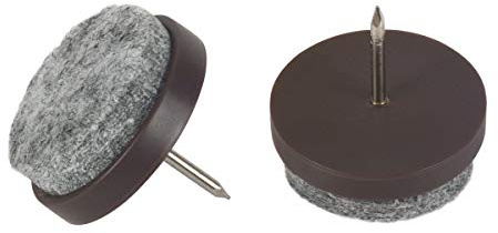 HKB® 16 Stück Filzgleiter mit Stift zum Nageln | Ø28mm Höhe 9mm | braun Artikel: 2282