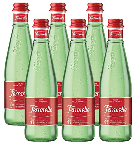 Ferrarelle Sparkling Water, Natural Mineral Water, 11.2 Oz Glass Bottle (6 Pack, Total of 67.2 Oz)