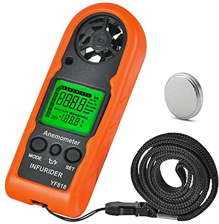 Digital Anemometer Handheld,INFURIDER YF818 Wind Speed Meter Gauge,Accurate Measures Wind Velocity & Temperature with Wind Chill Backlight MAX/AVG,Airflow Meter for Outdoor Activities【2022 Upgraded】