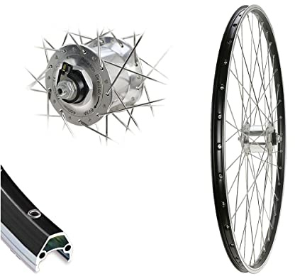 26 Zoll Vorderrad 19-559 Cut19 schwarz Hohlkammer Black Dingo Nabendynamo Silber Schnellspanner für V-Brake