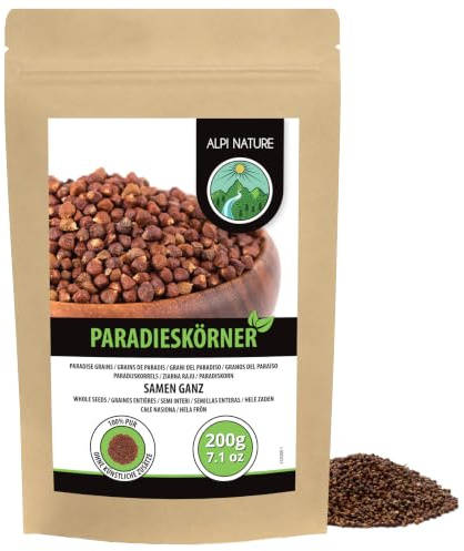 Meleguetäpple (200 g), paradiskorn, guineappeppar från kontrollerad odling, Melegueta peppar laboratorietestad, 100% ren och naturlig