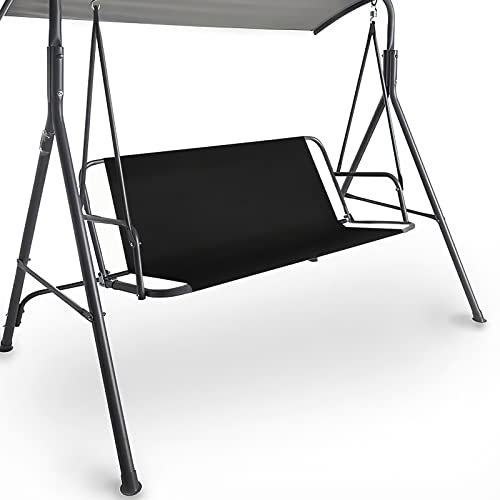 Coverify Ersatz-Schaukelsitzbezug, strapazierfähiges 600D-Oxford-Gewebe, Gartenschaukel, Stuhlbezug für den Außenbereich, universelle Passform für 3-Sitzer-Schaukelstuhl, 113x47x47 cm, Schwarz