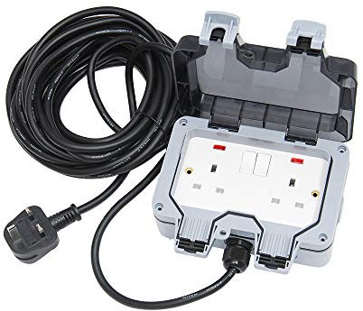 Outdoor Extension Lead 3M Waterproof IP66 Garden 2 Way Socket Long Extension Cord Weatherproof Double Switched Outside Use