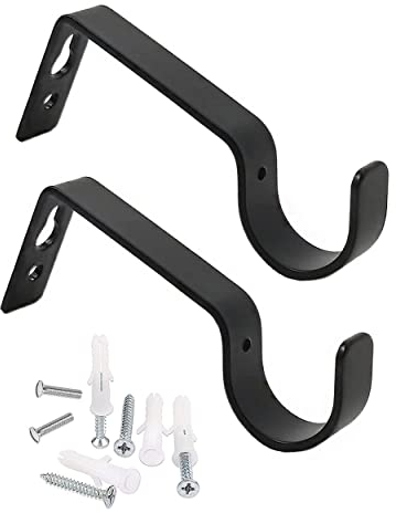 DONJIM Iron Curtain Pole Brackets, Pack of 2, Wall Mount, Heavy Duty, Scratch&Rust Resistance