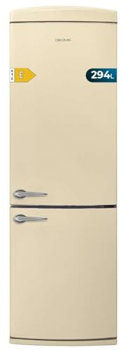 Cecotec Réfrigérateur combiné rétro à deux portes 294 L Bolero CoolMarket Combi Origin 294 Beige. Hauteur 190 cm et largeur 60 cm, No Frost total, Refroidissement multiple, Ultra Fresh