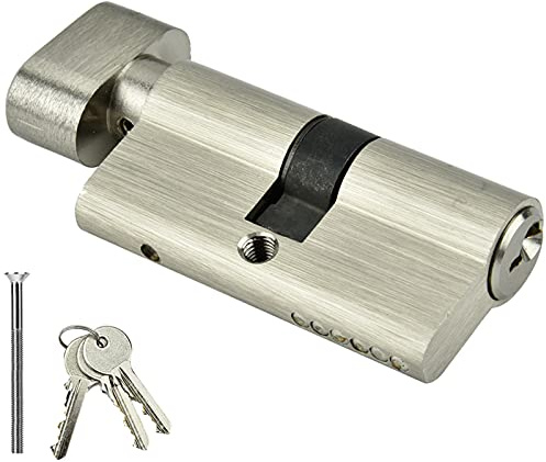 Anti Theft Copper Single Open Lock Cylinder Bedroom Cylinder with 3 Keys and Screw for Wooden and Aluminum Doors - Home Security Door Hardware (L=60mm (30/30))