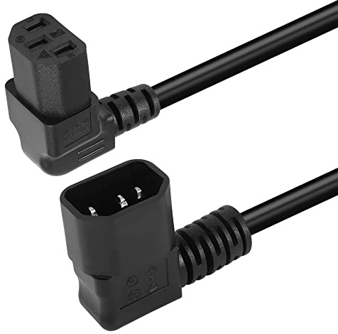 GELRHONR 1.6Ft 90 Degrees IEC320 C14 to Down Angle C13 PDU Power Supply Extension Cord, Right Angle C14 Male to C13 Female Power Cable for Computers, Monitor and Scanner