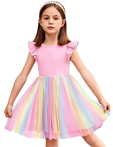 Arshiner Tulle Tutu Dress for Toddler Girls Baby Girl Plain Tutu Princess Party Sundress (0-Rainbow, 4T)