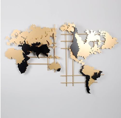 MRXFN Hölzerne 3D Weltkarte Wanddekoration, Stahl Wanddeko Weltkarte Moderne Wand Dekoration für Innen- und Außen, Balkon, Terrasse - Metallbild - Metallskulptur150cm*95cm