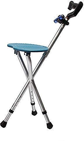 Gehhilfen für Senioren, Krücken für ältere Menschen, zusammenklappbar, leicht, höhenverstellbar, 180 kg, Aluminium-Hocker, 3-Bein-Sitz, LED-Lichter, Unisex-Rollator, langlebige Mobilitätshilfe