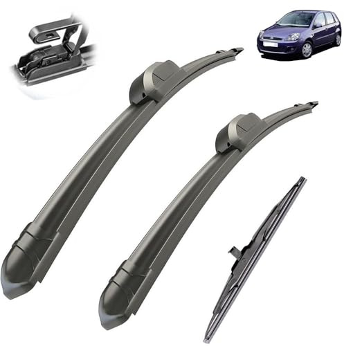 Autowischer, kompatibel mit Ford Fiesta 5 MK5 Schrägheck 2003–2008, Auto-Wischerblätter vorne und hinten, weiche Gummi-Scheibenwischer, automatische Windschutzscheibe, 22 Zoll + 16 Zoll + 11 Zoll (Co