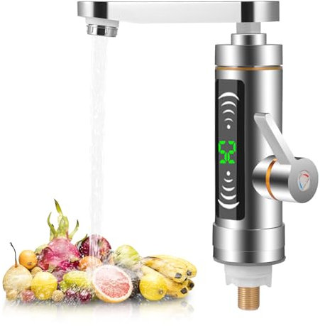 Robinet éLectrique Chaud Instantané, Robinet De Chauffe-Eau éLectrique 3000 W, Avec Affichage de la TempéRature LCD, Rotation à 360 °, pour Robinet D'éVier de Cuisine