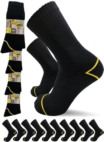 sogzz Arbeitssocken Herren | 20 Paar | Arbeit Socken, Arbeitersocken z.B. für Arbeitsschuhe, Work Socks, Modell: Work Basic, 43-46, Schwarz/Schwarz