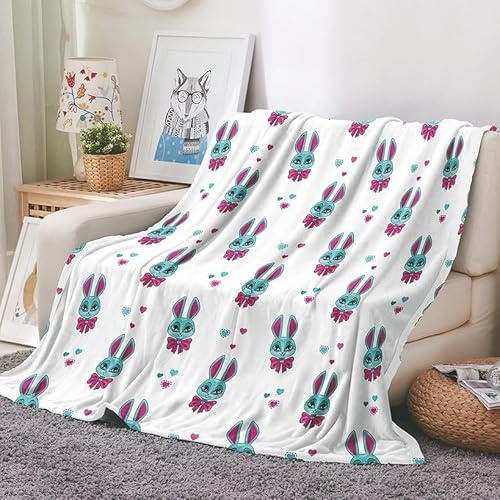 EHOMERY Manta Niños Sobrecama Blanca Mantas para Mudanzas Cobija Niña Conejo Manta Aire Acondicionado Mantas Decorativas Suaves Y Cómodas 100x70cm