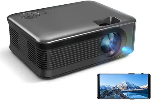 Mini Beamer, Beamer Full HD 1080P Unterstützt, Tragbar Video Projektor für Handy Phone, Tablet/Laptop/PC/TV-Box, WiFi Bluetooth Beamer, Heimkino Geschenk für Kinder (B)