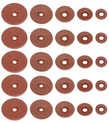 PATIKIL Leather Washers, 200pcs Leather Handle Washers Leather Spacer Cushion Washers 1.5 mm Thick Round for Knife Handle Hammer Hatchet Badge Bicycle Seat Crafts, Reddish Brown