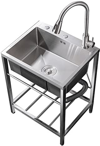Cucina lavelloLavello da Giardino per Esterni, Lavello in Acciaio Inossidabile, Lavello Versatile in Acciaio Inossidabile Spazzolato con Rubinetto, Lavello in Acciaio Inossidabile per Estern