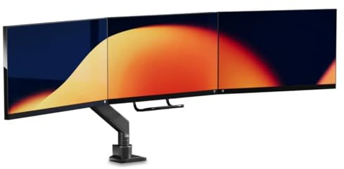 ALBERENZ® Dreifach Monitorhalterung mit Gasfeder, Verstellbarer Monitorarm für 3 Bildschirme, mit 2 USB-A Anschlüsse, ergonomisches Design, höhenverstellbar und neigbar, Farbe Schwarz