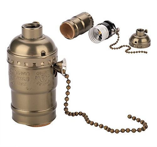 Nimomo Aluminium-Tischlampe, E27 Fassung, Antik-Kupfer Lampenfuß mit Reißverschluss, Schreibtischlampe Beleuchtung Halter Schraubsockel (Bronze)