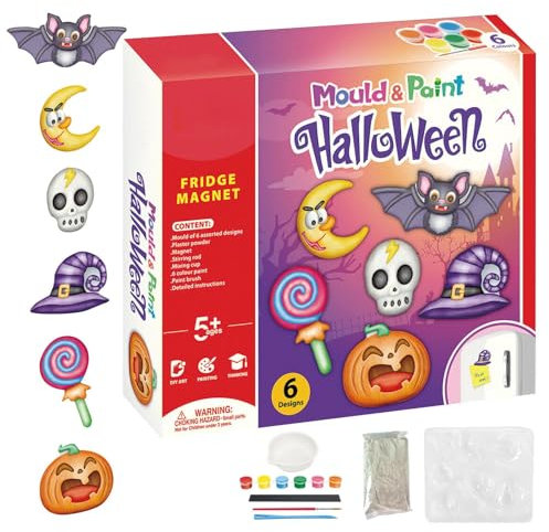Yeso de Halloween para pintar | Molde de murciélago, Halloween listo para pintar, figuras de fantasma de calabaza sin pintar para fiestas de adultos con imán