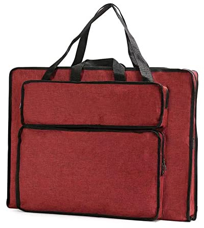 Itkcozcg Bürobedarf, 4K/8K Kunsttasche mit Griff und Reißverschluss, große Kapazität, Zeichenbrett-Tasche für Pinsel, rot, 52.5x7x38.5cm, Bürobedarf