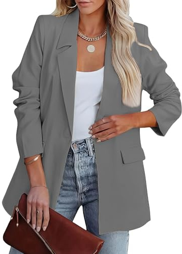 MGizo DtiSpectrum Blazer da Donna - Giacca Ampia Monopetto Aperta sul Davanti per Riunioni di Lavoro, Maniche Lunghe, Colletto con Revers, Giacche da Ufficio