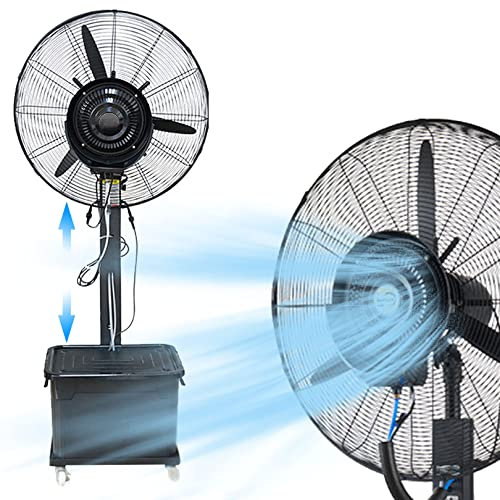 WANGXLGD Misting Fan, Outdoor Oscillating Pedestal Fan with Mist, 3 Cooling Speeds, 90° Oscillation, Hight Adjustable, 42L Tank, Industrial Outside Camping Standing Fan (71cm/28in)