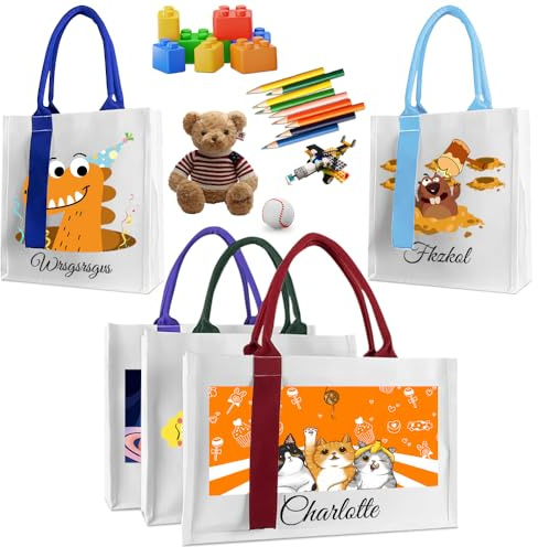 Geschenk mit Namen Personalisiert-Benutzerdefinierte Tragetasche, Wiederverwendbare Einkaufstasche, Personalisierter Kinder, Tragetasche für Krippe, Kindergarten, Schule,Weihnachten Geschenk