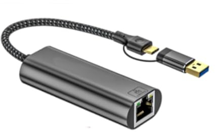 Gissroys de Red USB + Tipo C a 2.5G Gigabit Ethernet Dongle Adaptador de Red USB C Fast Ethernet Adaptador para PC