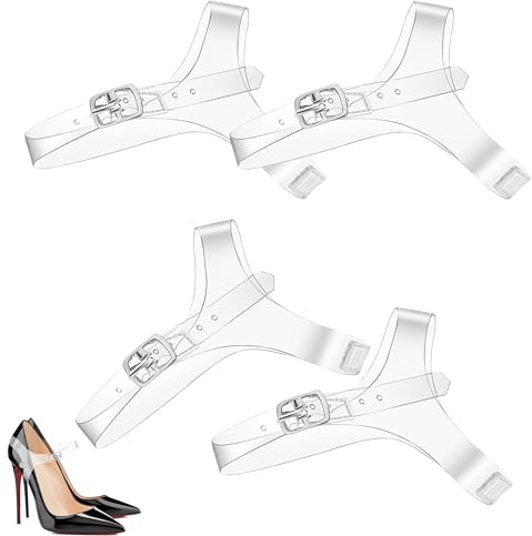 MEKEET 2Pairs Transparent Shoe Straps Adjustable Invisible High Heel Shoe Straps Detachable and Comfortable Elastic Replacement Clear High Heels Straps for Women Girls Holding Loose High Heels