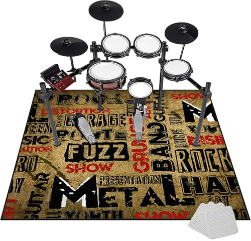 Drum Teppich - Trommelmatte - rutschfeste Trommel Teppiche 160 x 140 cm - Schallschutzmatte rutschfeste Music Carpet Innen und Außen - Akustik Elektrisches Schlagzeug Teppich für Studio - Wohnung