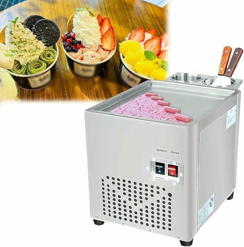 VYUJHNBG Gelatiera Commerciale arrotolata, Macchina per Gelato Arrotolato, Macchina per Yogurt Fritto in Acciaio Inox per Bar, caffetterie, Negozi di dolciumi