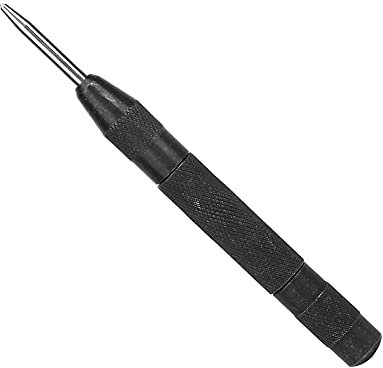 Center Spring Punch with Built-in Spring, Center Hole Punch Auto Punch Hole Tool for Wood Metal Drill Hole (Black)