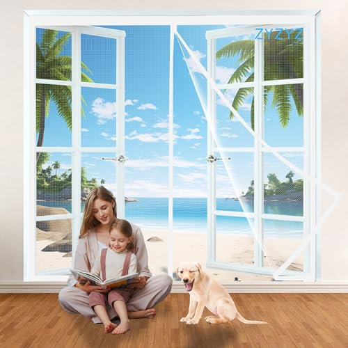 Moustiquaire Fenêtre Fenetre Aimantée Magnetique, 120x210cm Blanc Magnétique Moustique, Rideaux Anti Mouches pour Porte, Rideaux Toile Insect Ecran