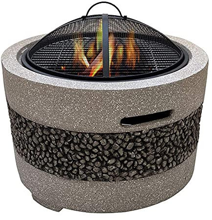 ZJFHEYUO kleine Feuerstelle, Feuerstelle mit Grillablage, Feuerstelle Garten-Terrassenheizung/Grill/Eisgrube, modisches und künstlerisches Magnesium