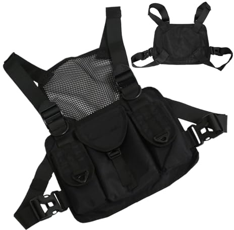Poche Poitrine imperméable Poche Tactique Poitrine Bretelles réglables Organisateur Multipoches pour Course pêche Sport en Plein air