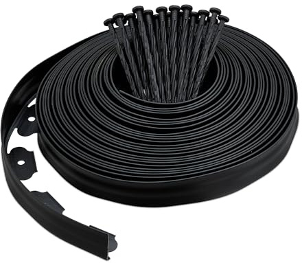 Relaxdays Bordure de Jardin, 20 m, pour délimiter parterres et allées, Bande Flexible en Plastique, Noir