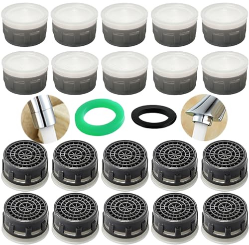 Faucet Aerator 1.2 GPM Flow Restrictor Plug-In Faucet Aerator Replacement Parts for Bathroom or Kitchen (white 20 Pieces)