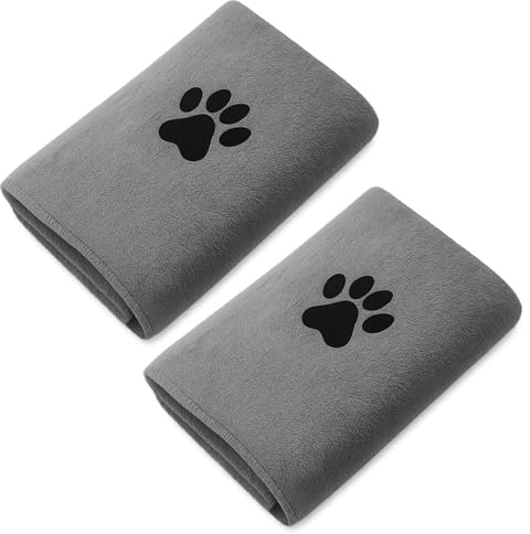 2 Pièces Serviette Chien 35 x 75 cm, Serviette pour Chien en Microfibre Douce, Serviette Chien Super Absorbante Séchage Rapide, Accessoire Chien et Accessoire Chat Après Bain, Piscine ou Promenade
